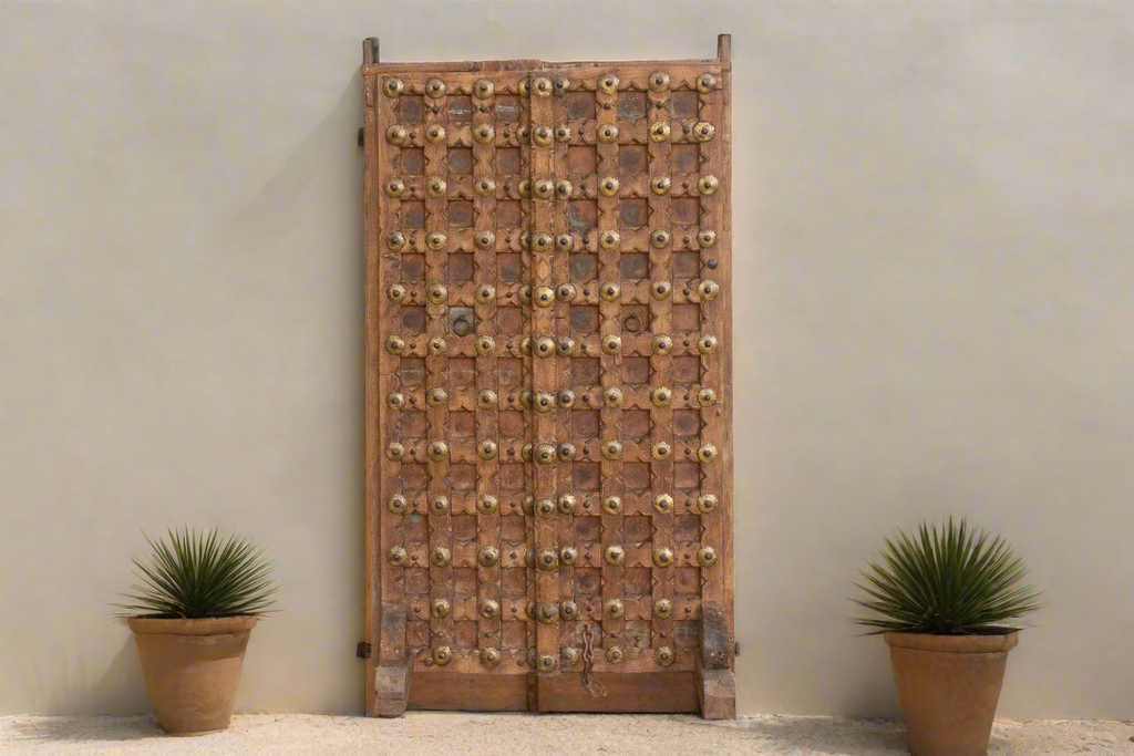 Pair of Antique Teak Doors w/Moorish Star Design