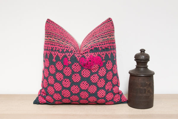 Iman Embroidered Floral Pillow