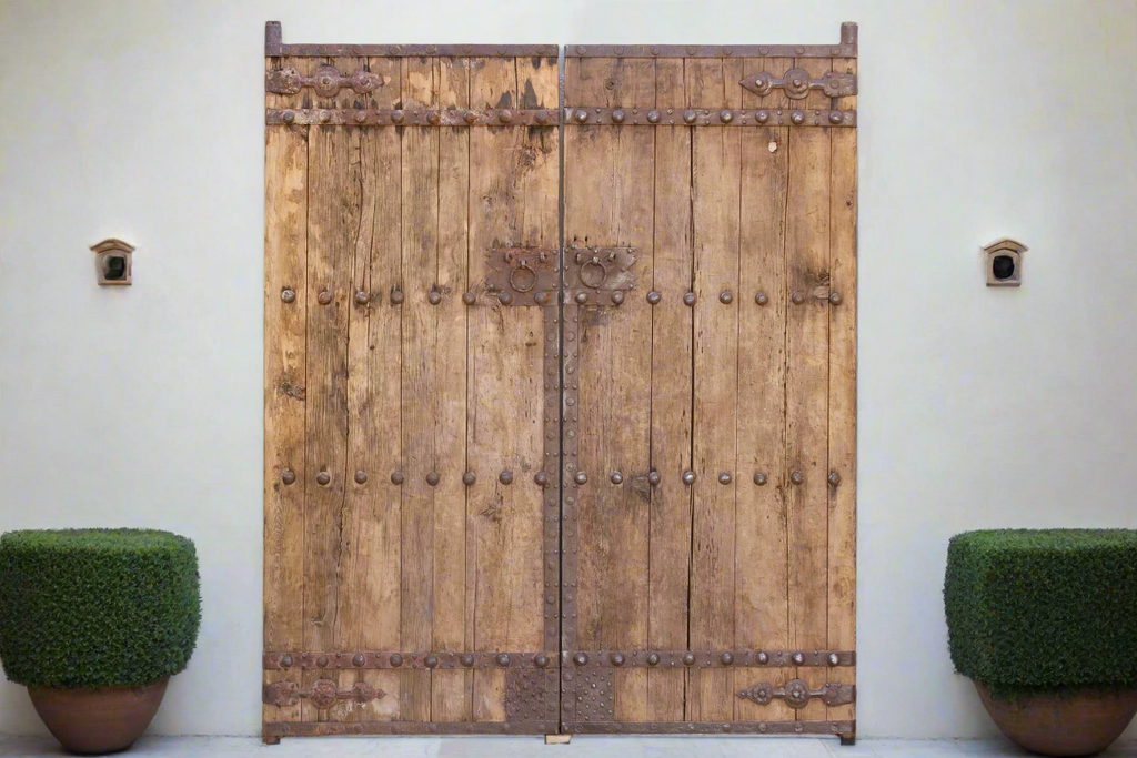 Antique Iron Blossom Architectural Courtyard Gate