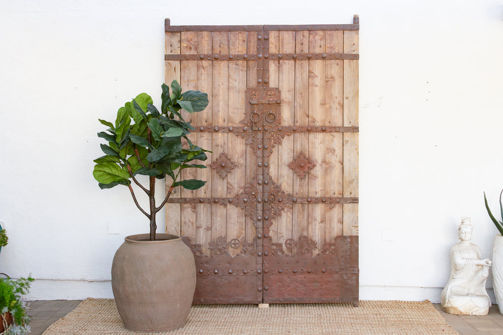 19th Century Himalayan Fortress Wood & Iron Doors