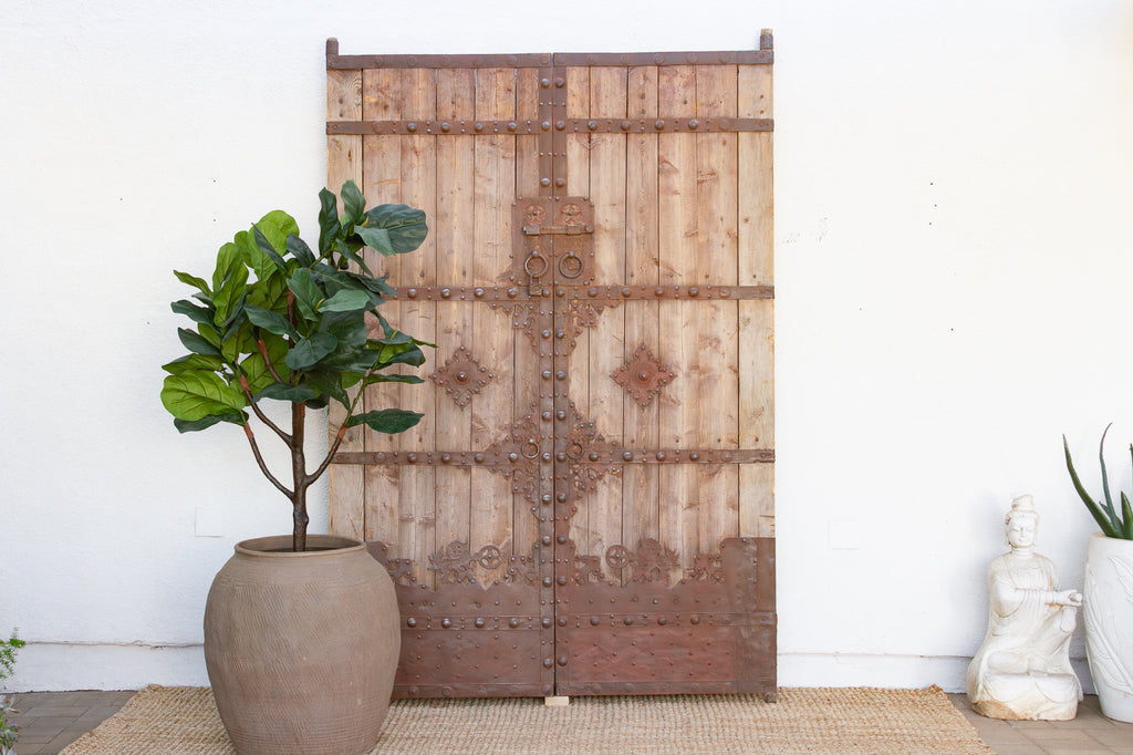 19th Century Himalayan Fortress Wood & Iron Doors