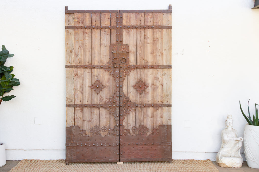 19th Century Himalayan Fortress Wood & Iron Doors