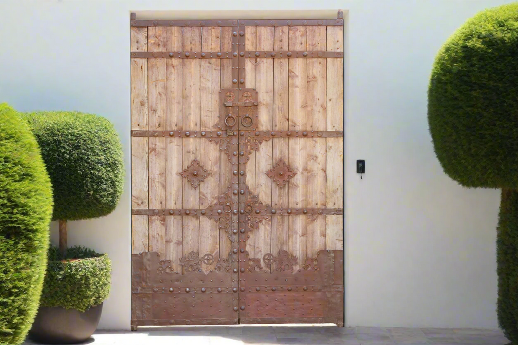 19th Century Himalayan Fortress Wood & Iron Doors