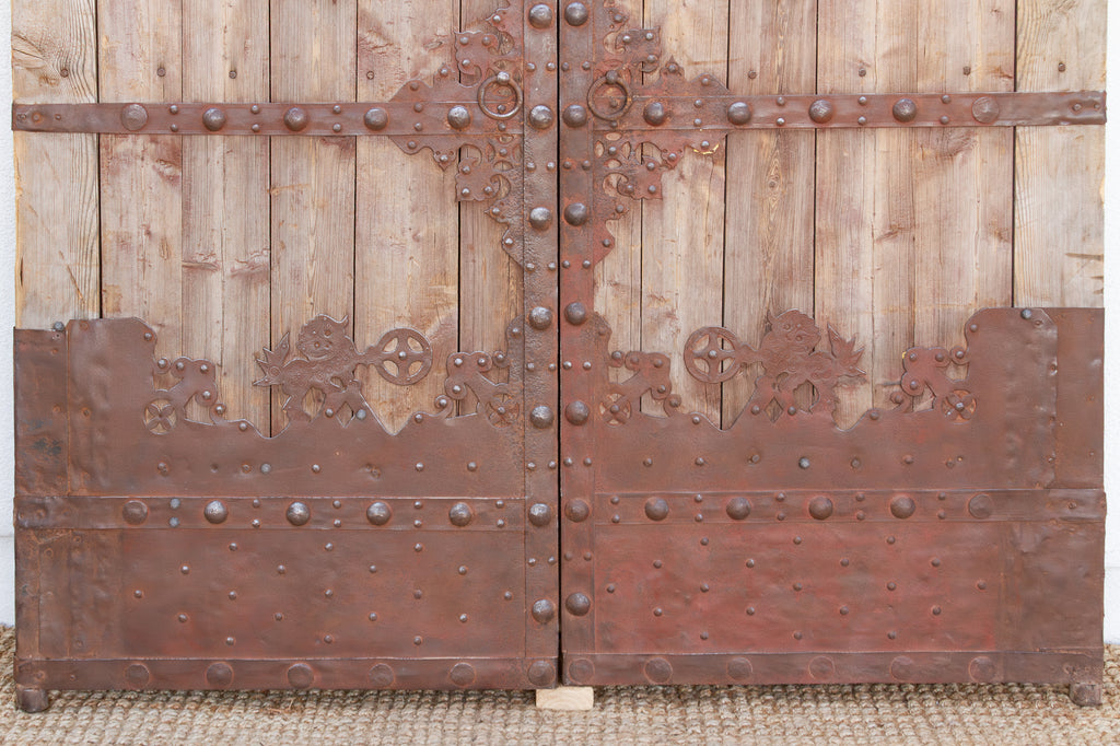 19th Century Himalayan Fortress Wood & Iron Doors