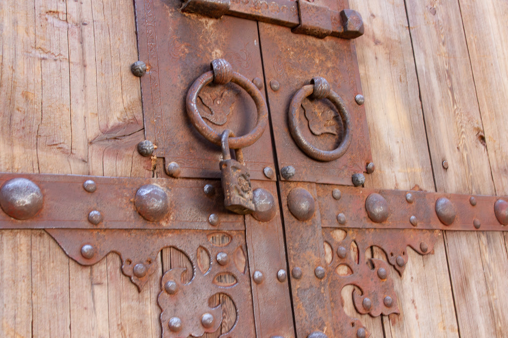 19th Century Himalayan Fortress Wood & Iron Doors
