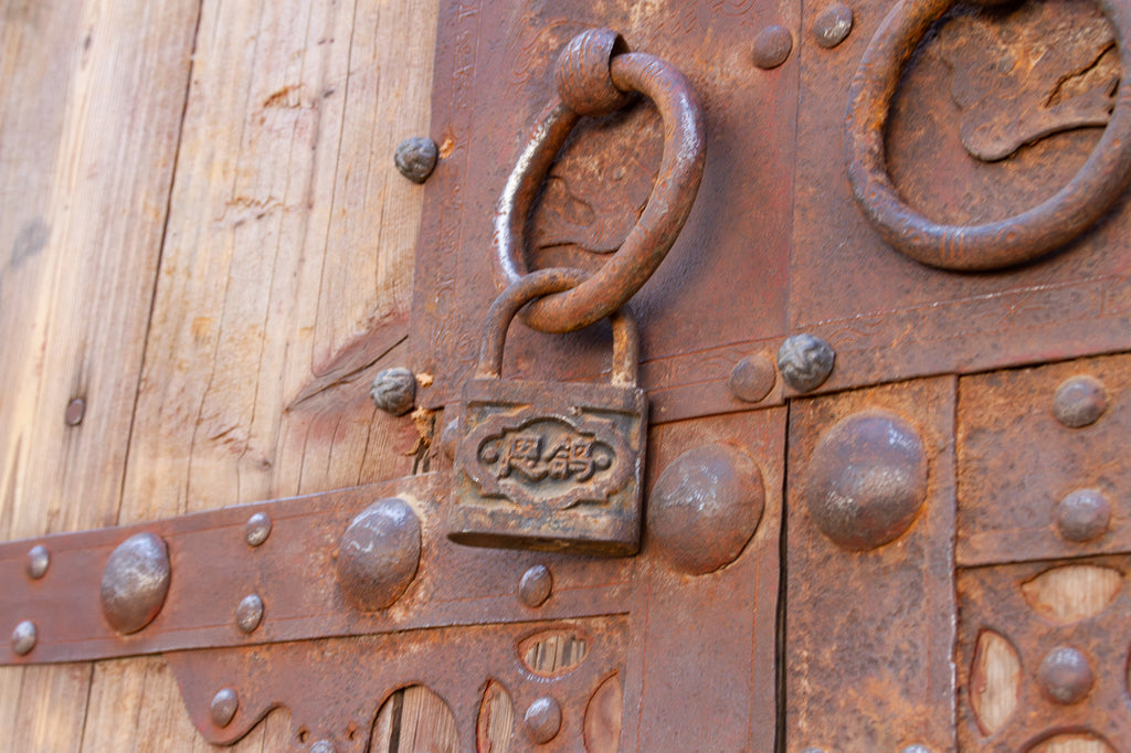 19th Century Himalayan Fortress Wood & Iron Doors