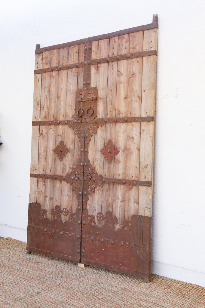 19th Century Himalayan Fortress Wood & Iron Doors