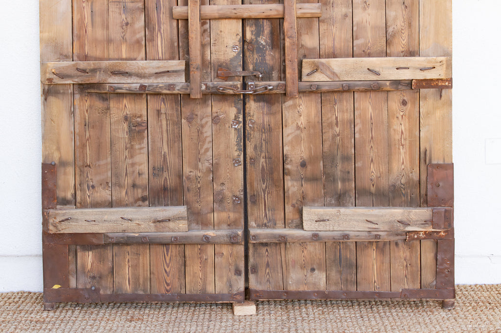 19th Century Himalayan Fortress Wood & Iron Doors