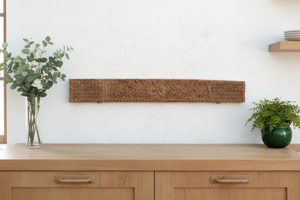 Floral Moorish Fusion Indian Carved Lintel