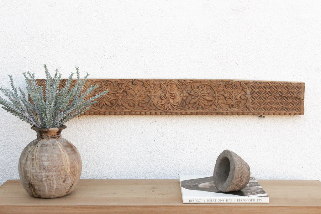 Floral Moorish Fusion Indian Carved Lintel