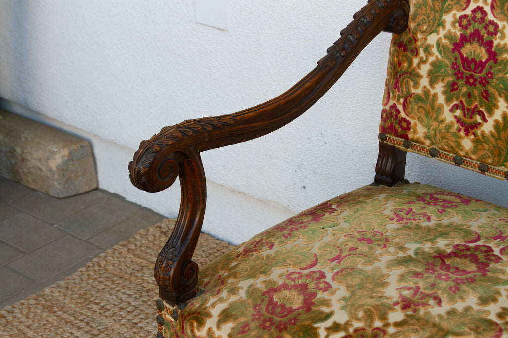Antique French Carved Walnut Mouton Settee