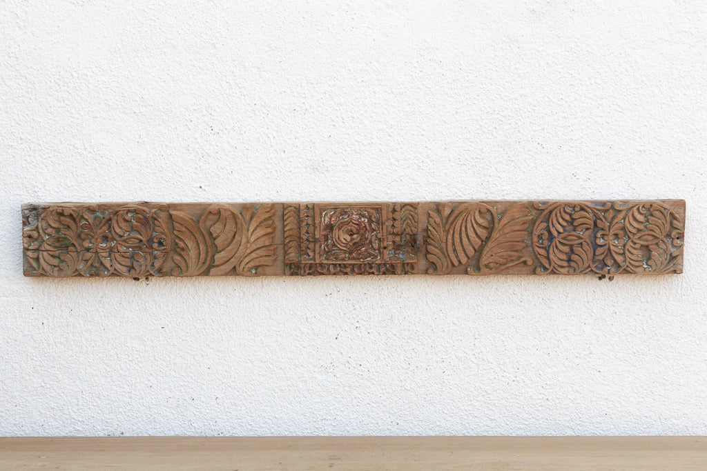 Medallion & Acanthus Leaf Indian Carved Panel