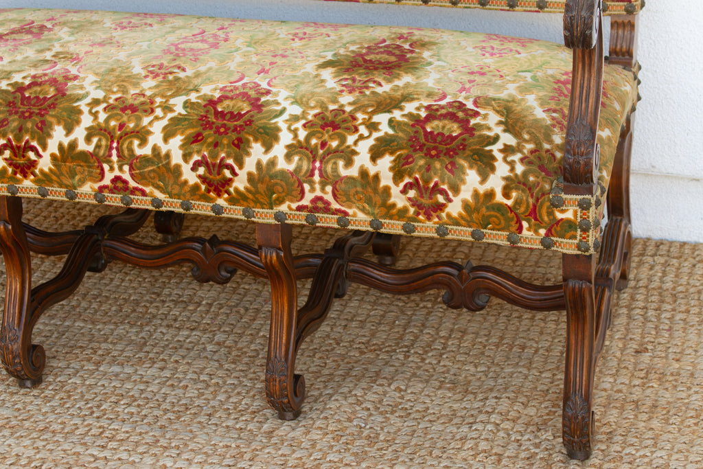 Antique French Carved Walnut Mouton Settee