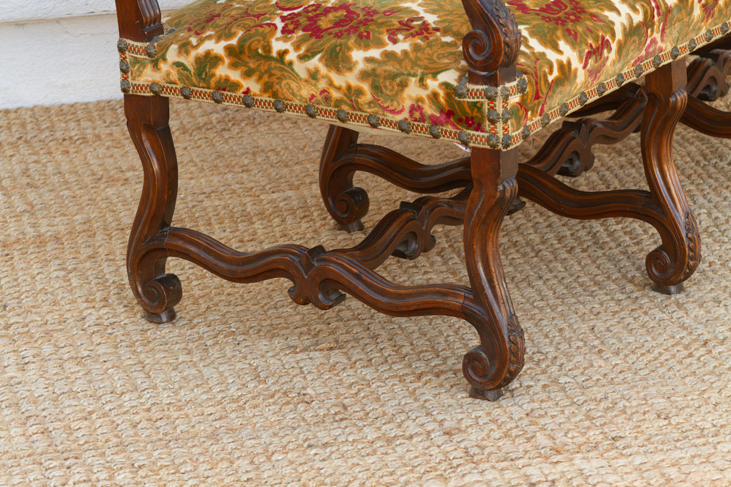 Antique French Carved Walnut Mouton Settee