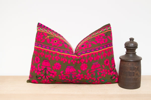 Siti Embroidered Floral Pillow