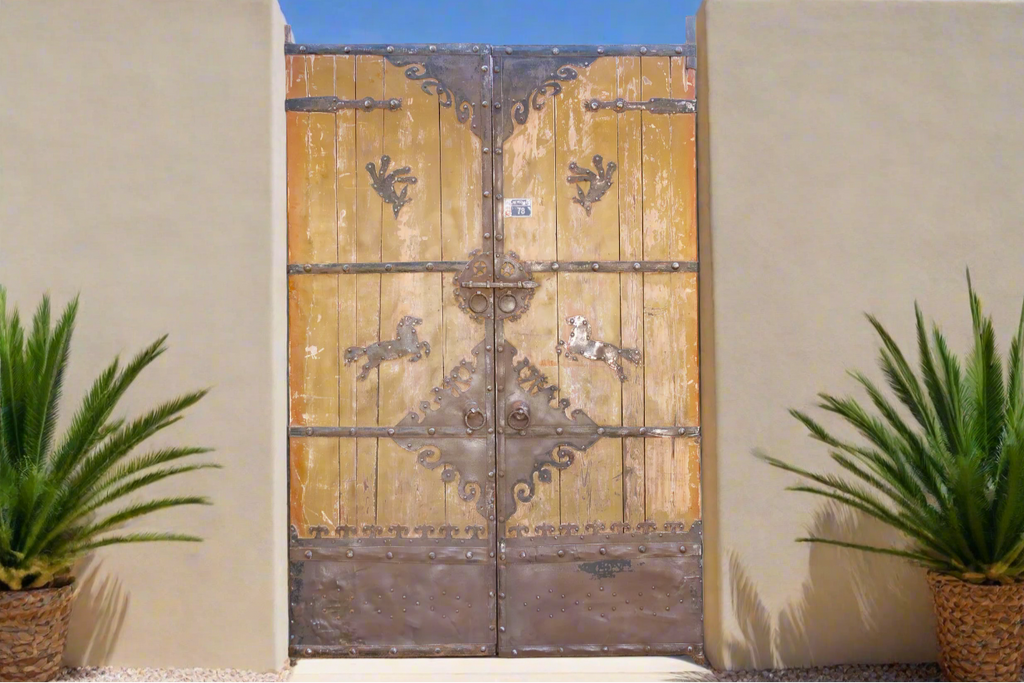 Impressive 19th Century Mongolian Painted Pair of Doors