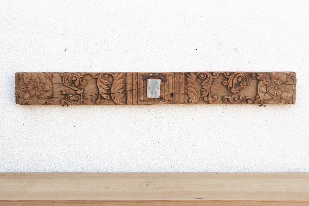 Lotus Medallion 19th Century Indian Teak Lintel