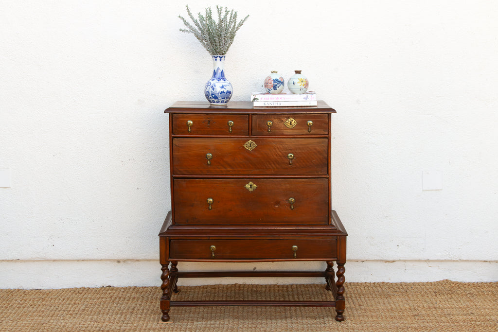 Antique English William & May Chest on Stand