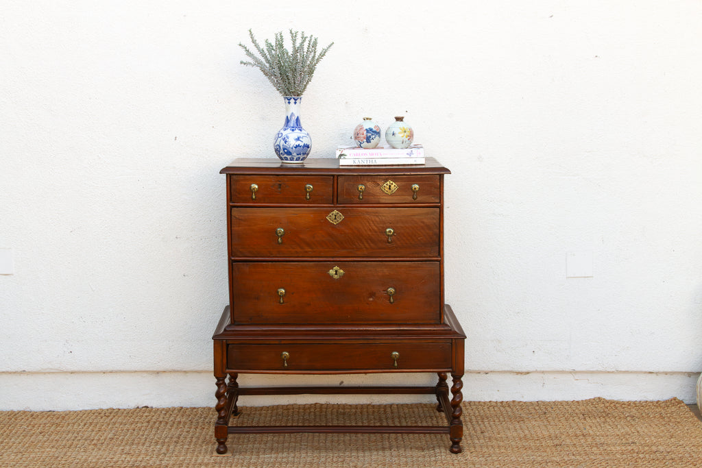 Antique English William & May Chest on Stand