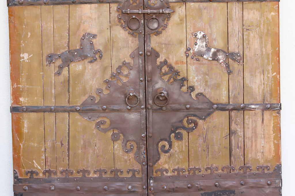 Impressive 19th Century Mongolian Painted Pair of Doors