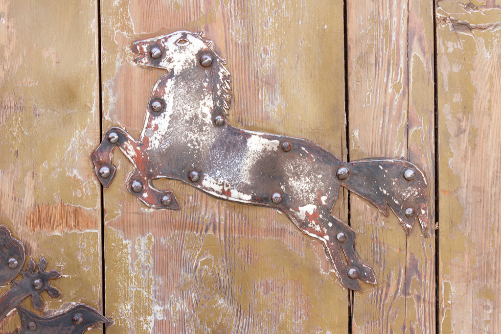Impressive 19th Century Mongolian Painted Pair of Doors