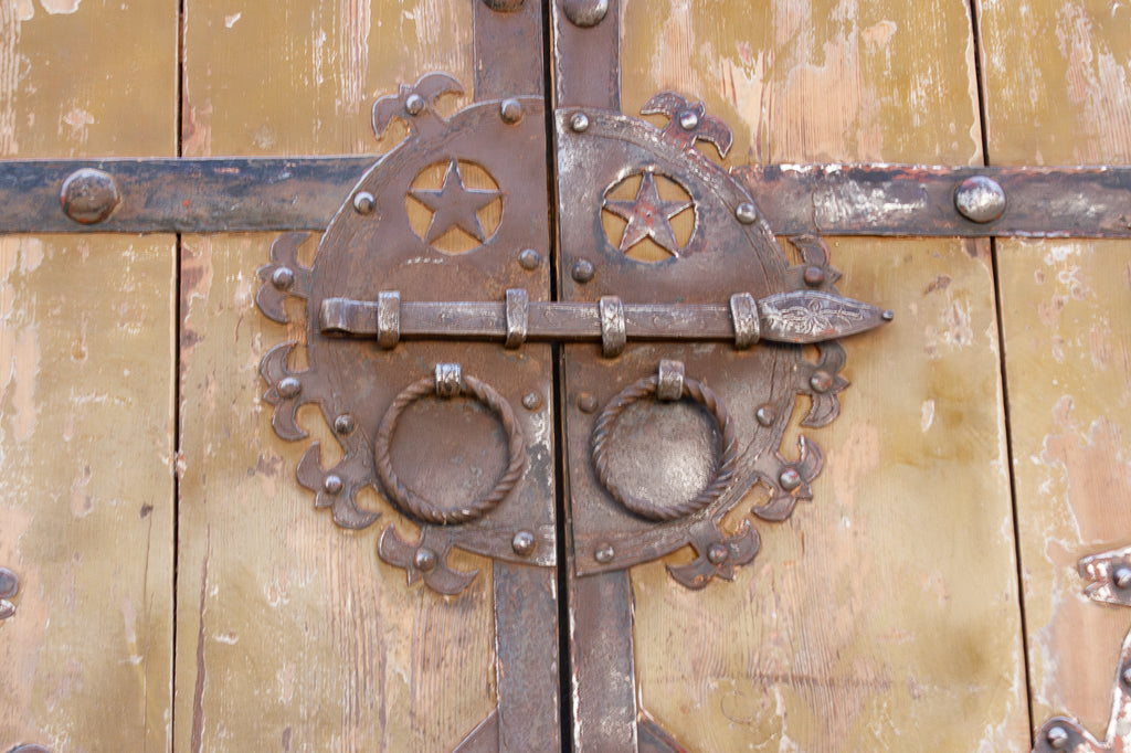 Impressive 19th Century Mongolian Painted Pair of Doors