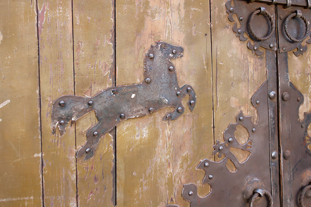 Impressive 19th Century Mongolian Painted Pair of Doors