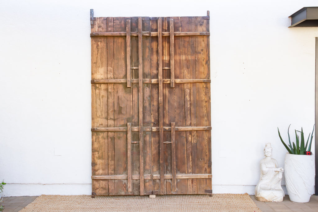 Impressive 19th Century Mongolian Painted Pair of Doors