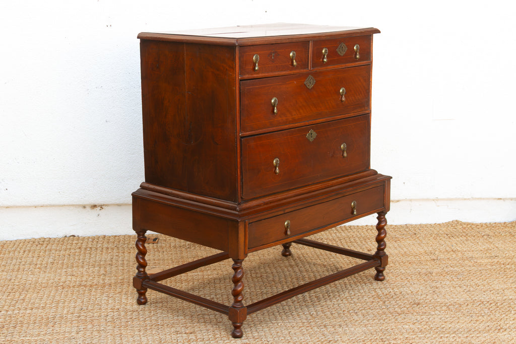 Antique English William & May Chest on Stand