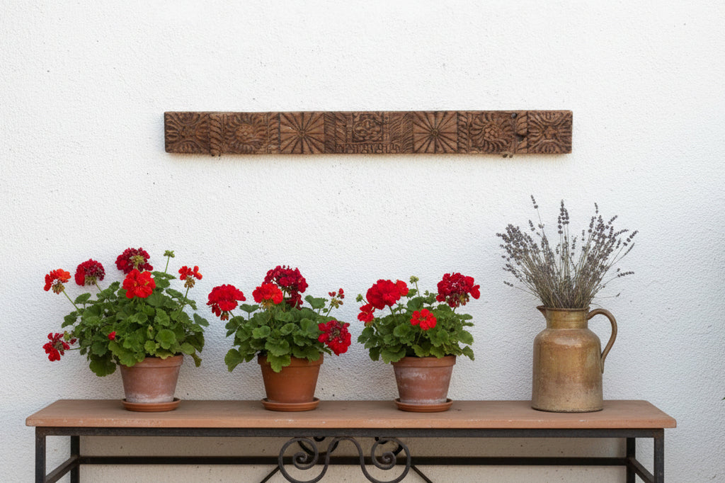 Antique Indian Sunburst & Floral Wall Carving