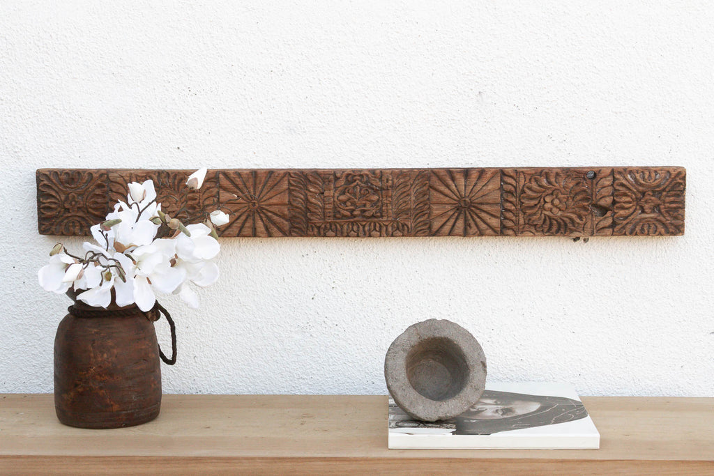 Antique Indian Sunburst & Floral Wall Carving