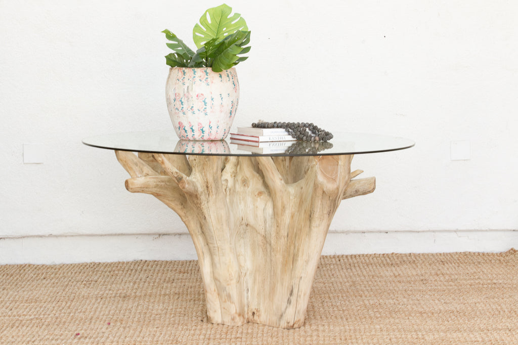 Sculptural Teak Freeform Round Dining Table