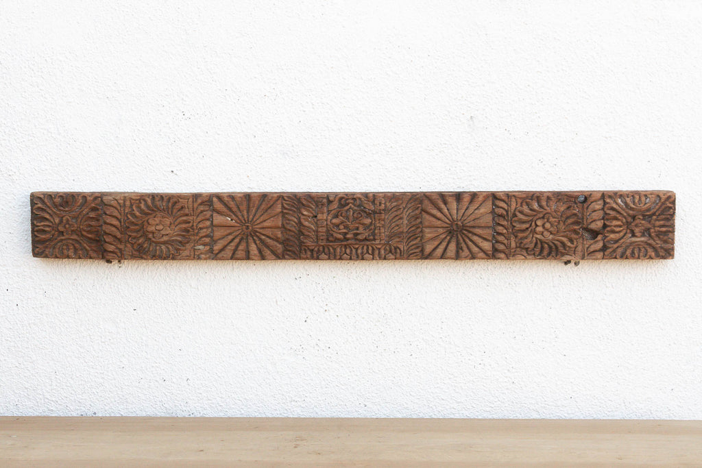 Antique Indian Sunburst & Floral Wall Carving