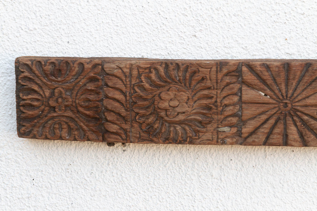 Antique Indian Sunburst & Floral Wall Carving