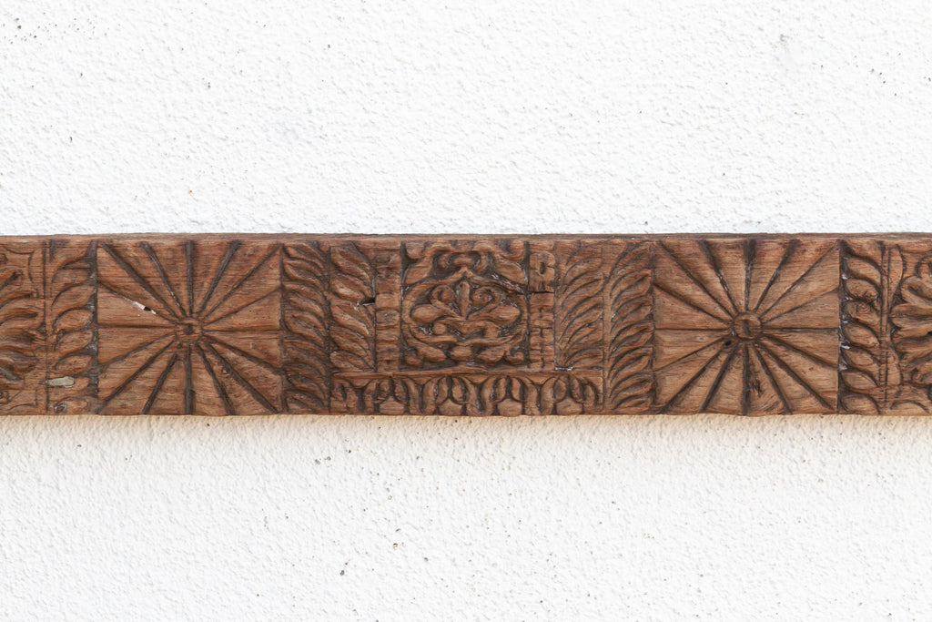 Antique Indian Sunburst & Floral Wall Carving