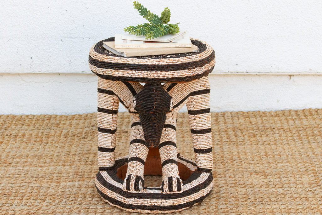 Black & White African Bamileke Leopard Stools
