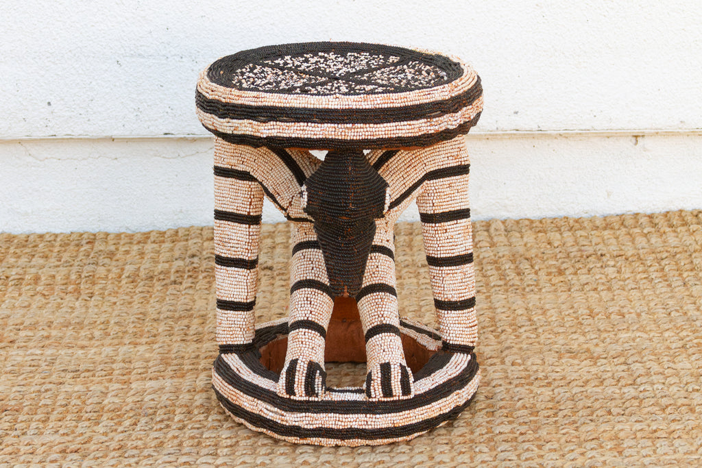 Black & White African Bamileke Leopard Stools