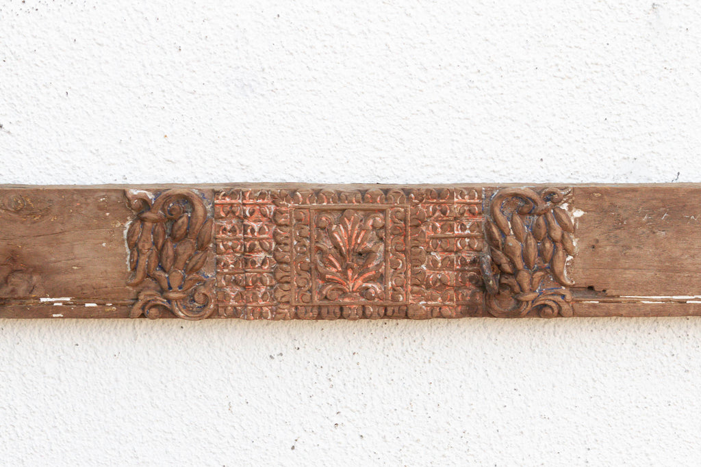 Aged Terracotta Color Carved Indian Panel