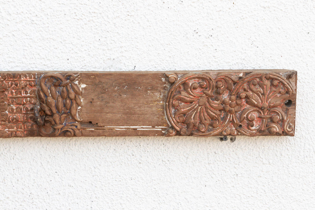 Aged Terracotta Color Carved Indian Panel