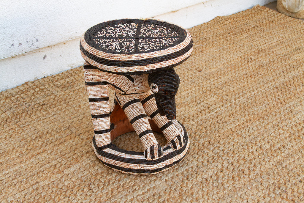 Black & White African Bamileke Leopard Stools