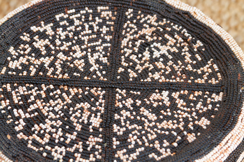 Black & White African Bamileke Leopard Stools