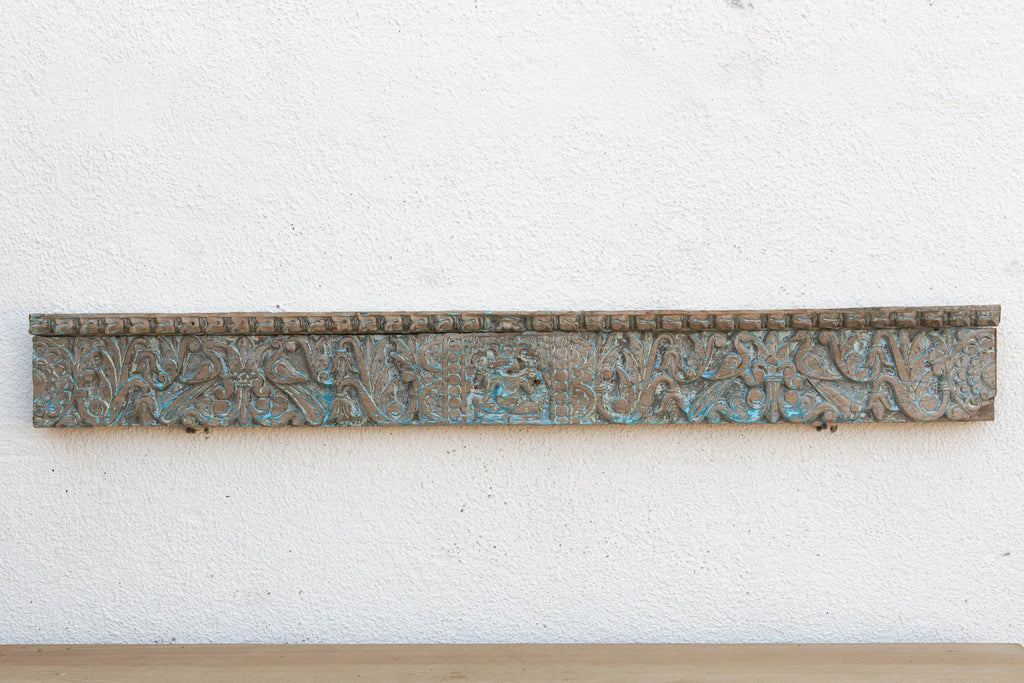 Antique Blue Ganesha Carved Lintel Panel