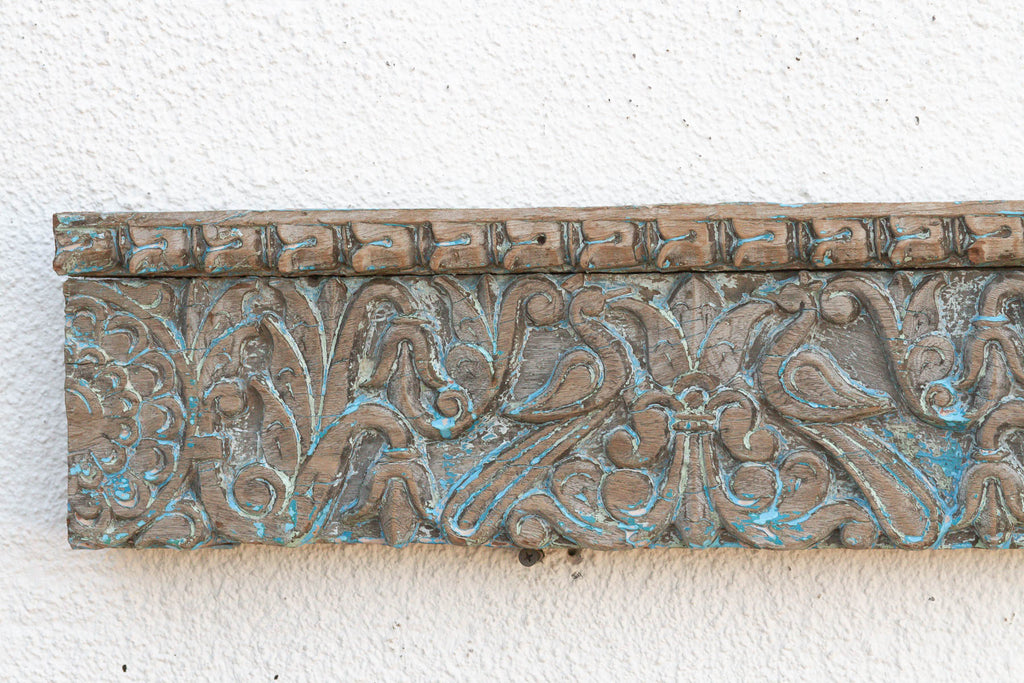 Antique Blue Ganesha Carved Lintel Panel