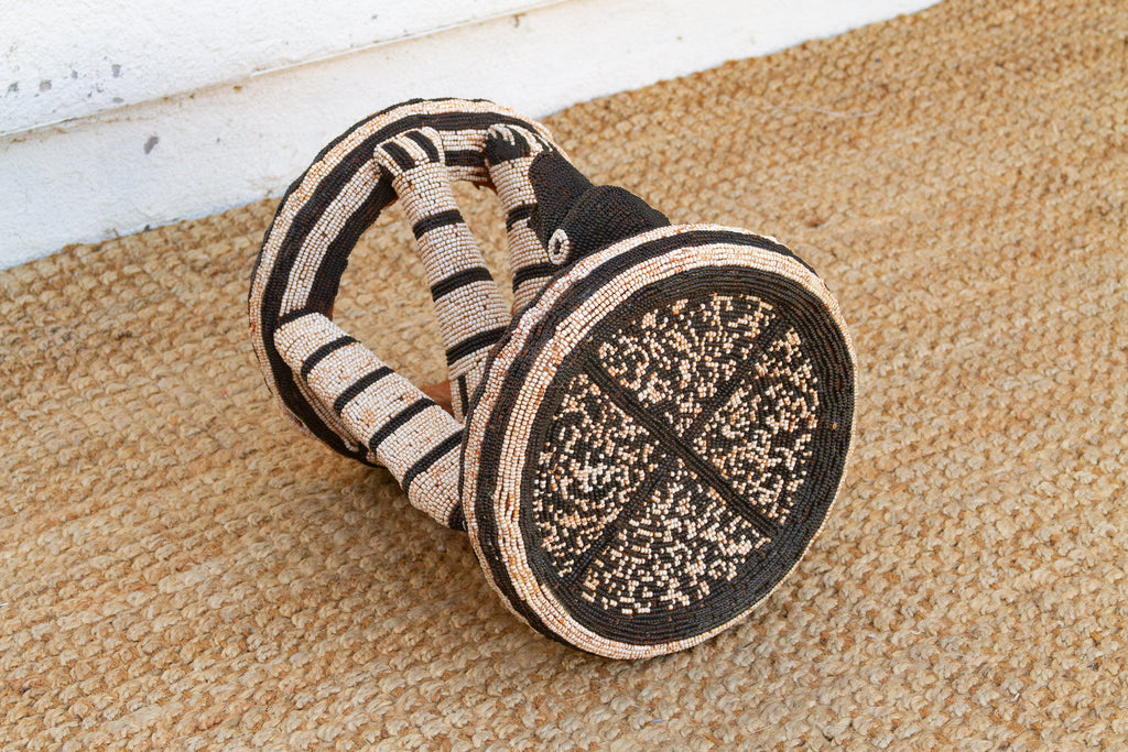 Black & White African Bamileke Leopard Stools