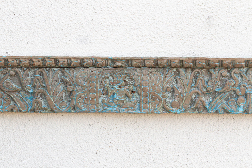 Antique Blue Ganesha Carved Lintel Panel