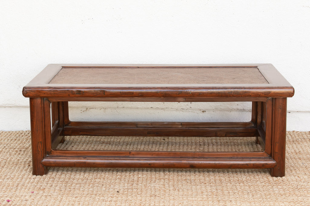Mid 20th Century Ming Style Wood & Rattan Coffee Table
