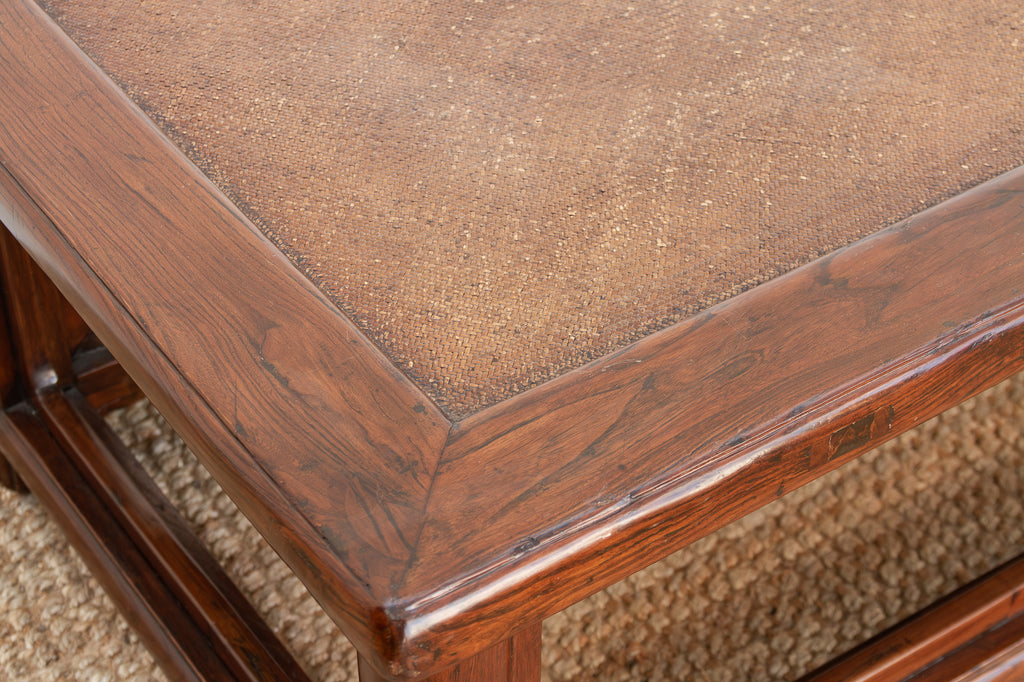 Mid 20th Century Ming Style Wood & Rattan Coffee Table