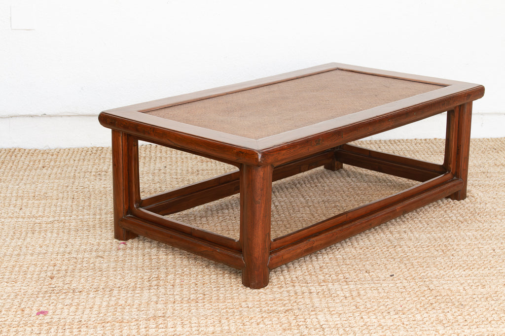 Mid 20th Century Ming Style Wood & Rattan Coffee Table