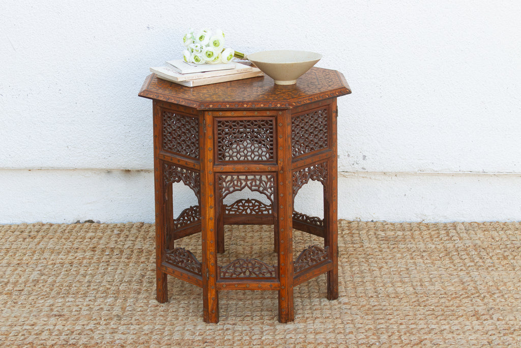 Brass & Copper Inlay Anglo Indian Folding Table