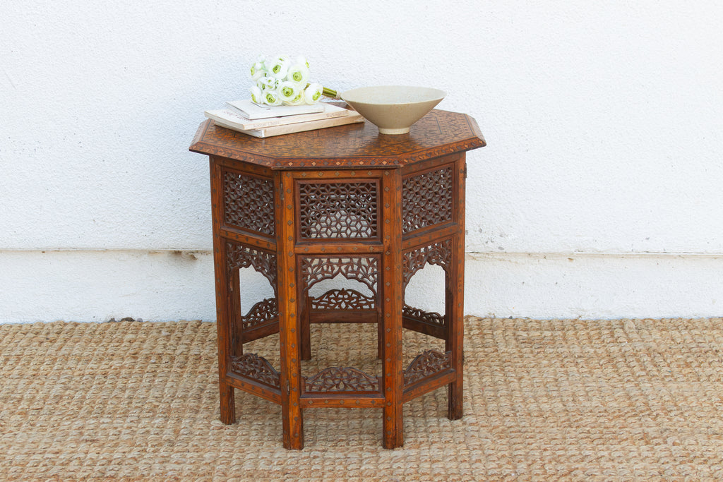 Brass & Copper Inlay Anglo Indian Folding Table